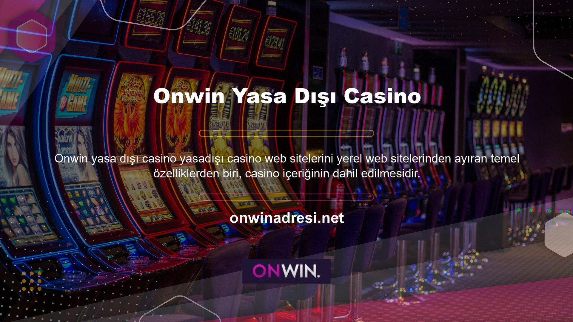 Onwin Sitesi Oyun meraklıları, Onwin Gaming web sitesindeki casino içeriğine de göz atabilirler